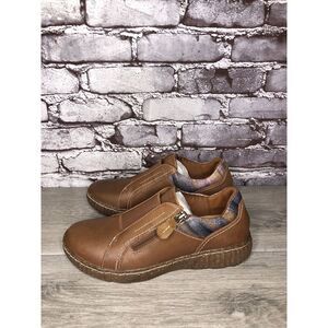 Clarks Collection Caroline Cove Brown Leather Zip Comfort Shoes Women 7.5M US/38
